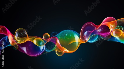 Rainbow soap bubbles on a dark background photo