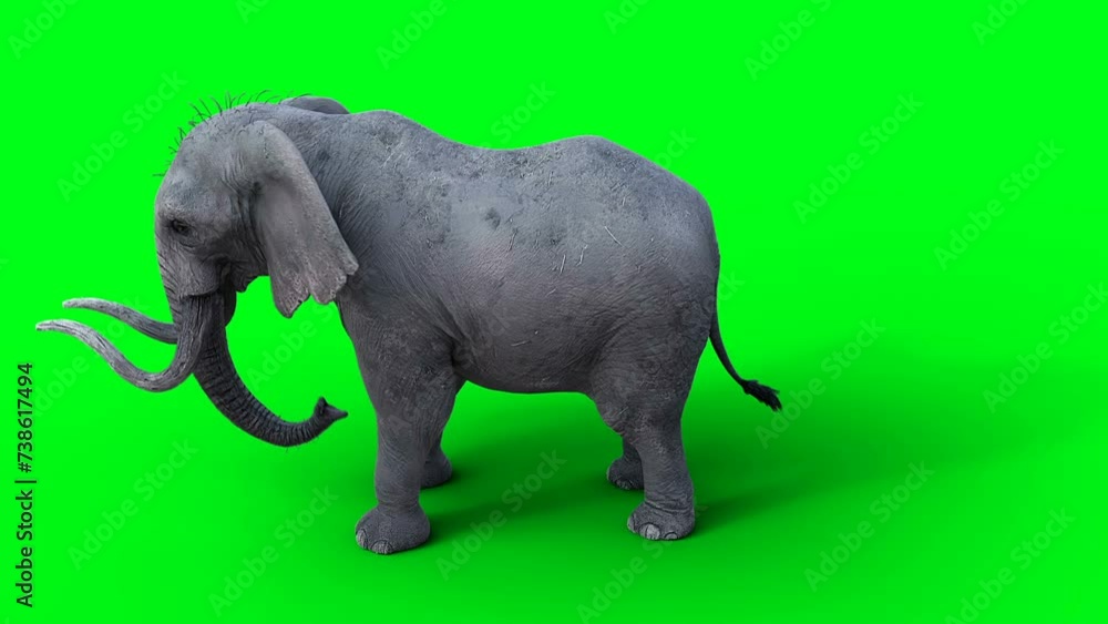 African elephant idle. Green screen 4k. African elephant idle. Green screen 4k.