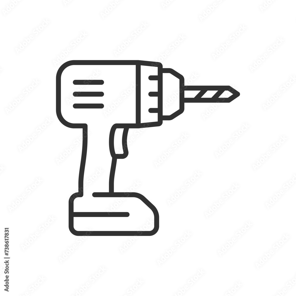 Drill, linear icon. Line with editable stroke Drill, linear icon. Line with editable stroke