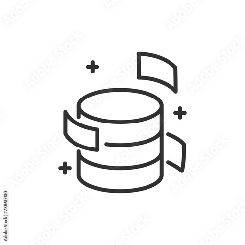 Databases and data parts, linear icon. Line with editable stroke