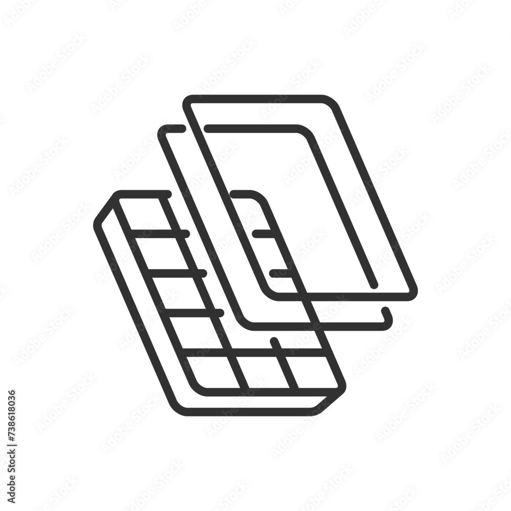 Layers and construction of a solar cell, linear icon. Line with editable stroke Layers and construction of a solar cell, linear icon. Line with editable stroke