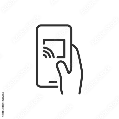 Screen Share, linear icon. Technology for screen sharing to other devices. Line with editable stroke