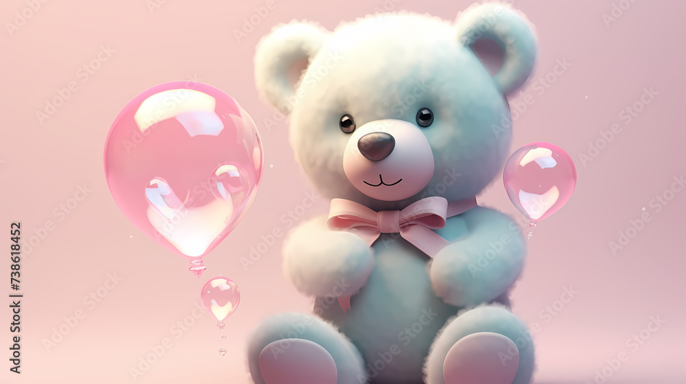 Toy teddy bear sitting on bokeh background Toy teddy bear sitting on bokeh background