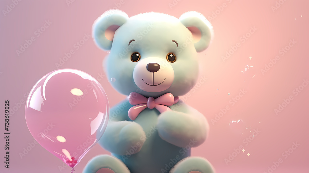 Obraz premium Toy teddy bear sitting on bokeh background