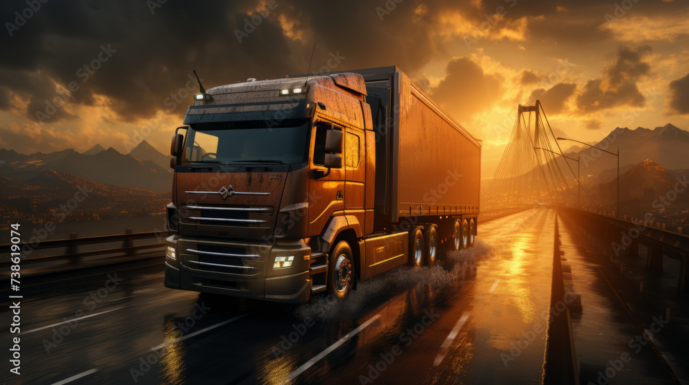 Efficient Trucking Solutions for Cargo Delivery and Transportation Industry using Heavy Vehicles on Highways with Smooth Traffic and Reliable Shipping Options, generative AI