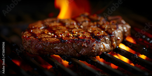 Beef patties on the Charcoal grilling hot.