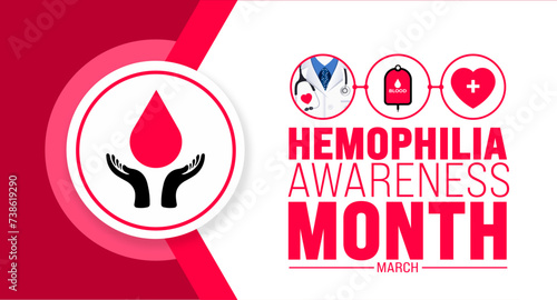 March is Hemophilia Awareness Month background template. Holiday concept. use to background, banner, placard, card, and poster design template with text inscription and standard color. vector