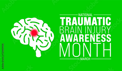 March is National Traumatic Brain Injury Awareness Month background template. Holiday concept. use to background, banner, placard, card, and poster design template with text inscription