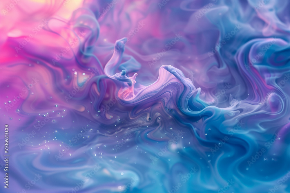 Fototapeta premium swirling colorful liquid smoke sparkle background in purple, pink and blue