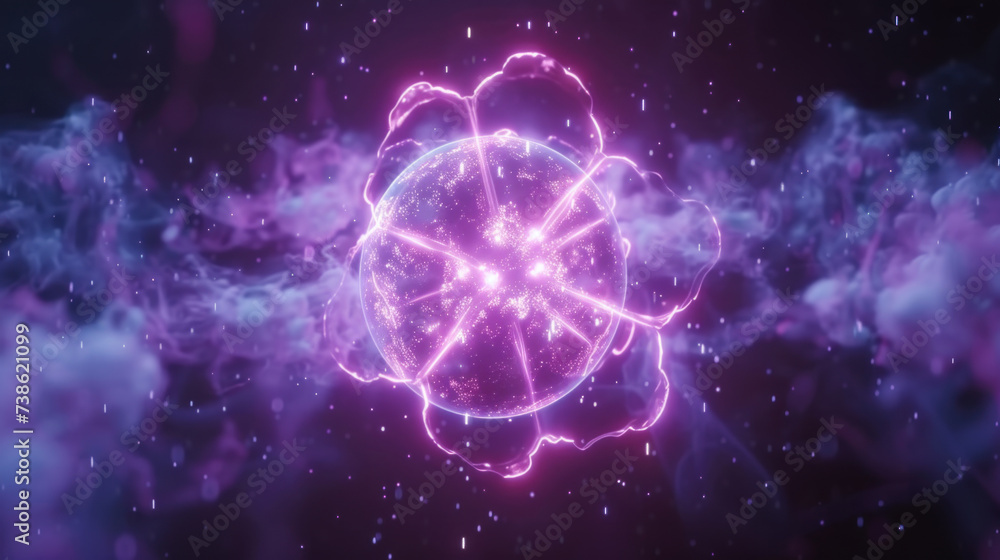 Fototapeta premium Elementary particle, atom nucleus, quantum effects, thermonuclear reaction concept