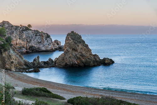 Cala del Cañuelo, beach located in the natural area Acantilados de Maro, in the municipality of Nerja, Malaga