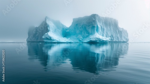 A majestic landscape unfolds before us as we witness the stark contrast between the serene, glacial lake and the foreboding icebergs floating in the arctic ocean, a reminder of the fragile nature of 