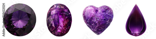 Deep Purple Amethyst Gemstone clipart collection, vector, icons isolated on transparent background