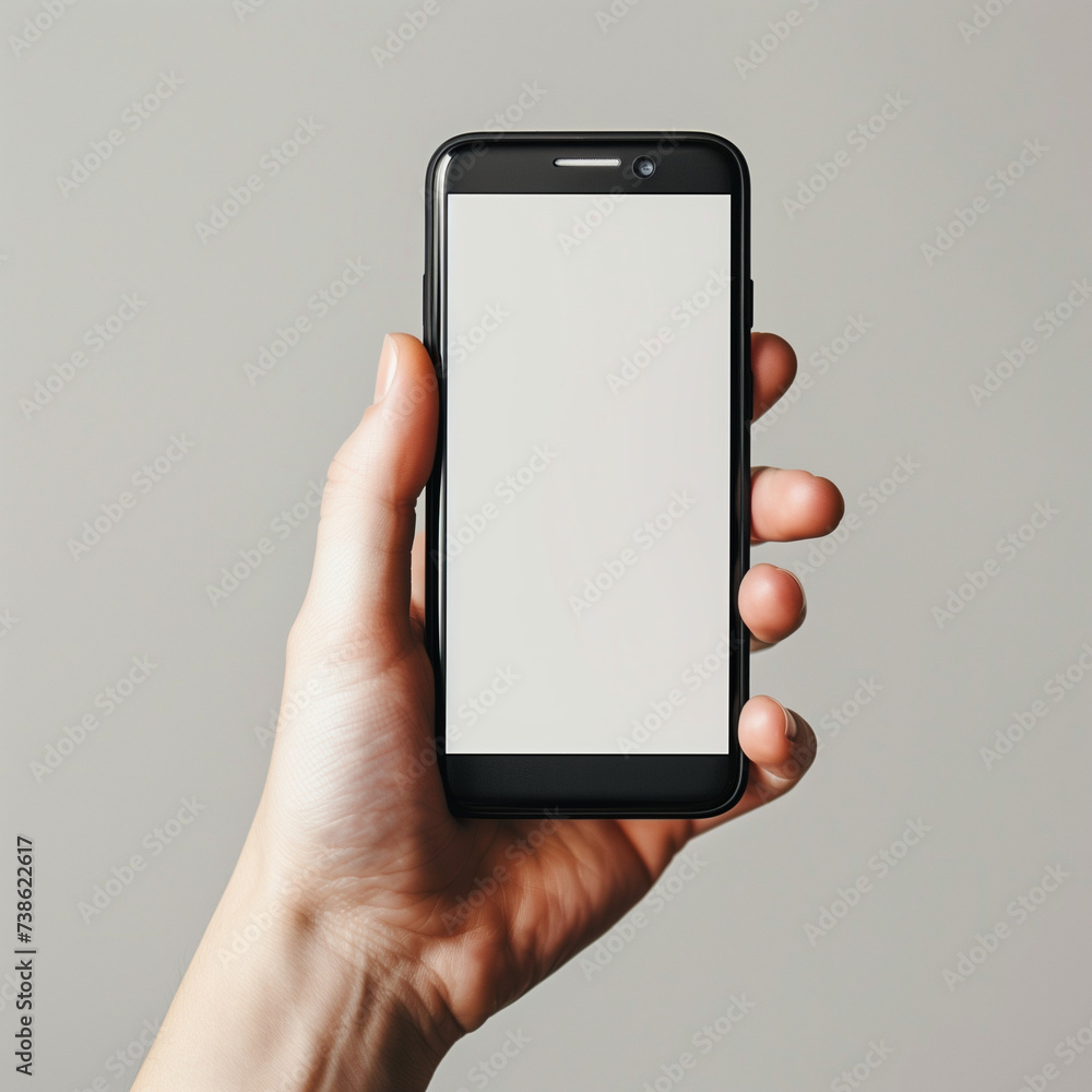 Smartphone Mockup with White Background: Clean and Minimalistic Presentation of Modern Technology Smartphone Mockup with White Background: Clean and Minimalistic Presentation of Modern Technology