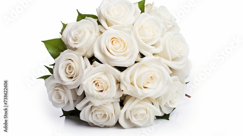 Wedding bouquet made of white roses isolated on a white background