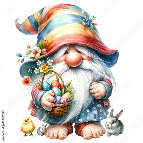 Gnome Springtime Easter Illustration