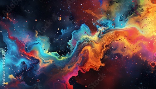 space colorful water on oil abstract background 