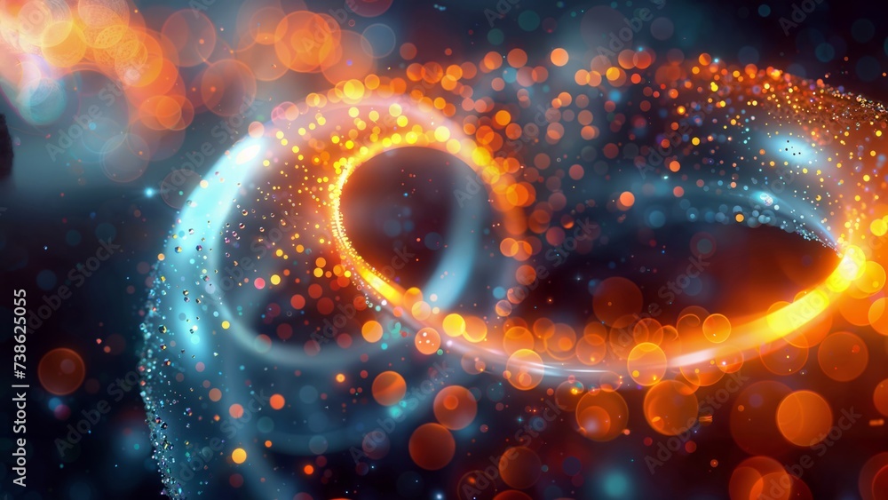 Quantum wormhole: a bright abstract background with circles, lights and waves
