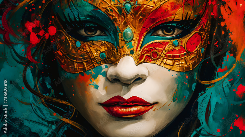 Portrait de femme portant un masque Portrait de femme portant un masque