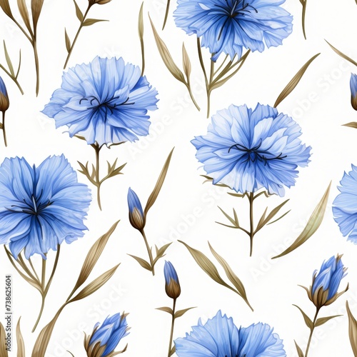 Delicate cornflowers on white background, floral stock image for design and usage