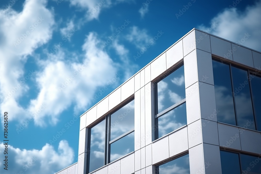Modern office building skyline against blue sky. ideal for corporate use and commercial projects Modern office building skyline against blue sky. ideal for corporate use and commercial projects