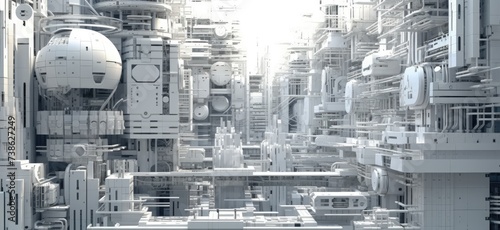  a sci-fi future, where futuristic buildings rise like monuments to tomorrow's architecture