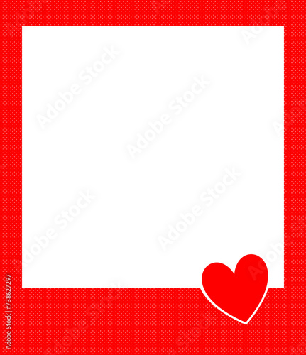 Red Love Photo Frame with white dot Pattern 1
