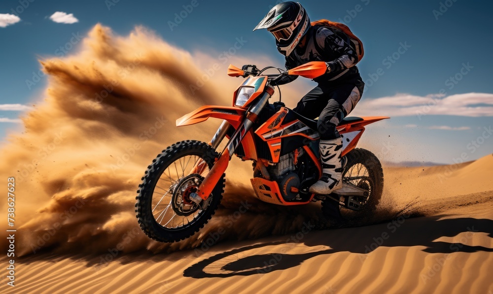 Thrilling Adventure: Man Riding on the Back of a Dirt Bike Thrilling Adventure: Man Riding on the Back of a Dirt Bike