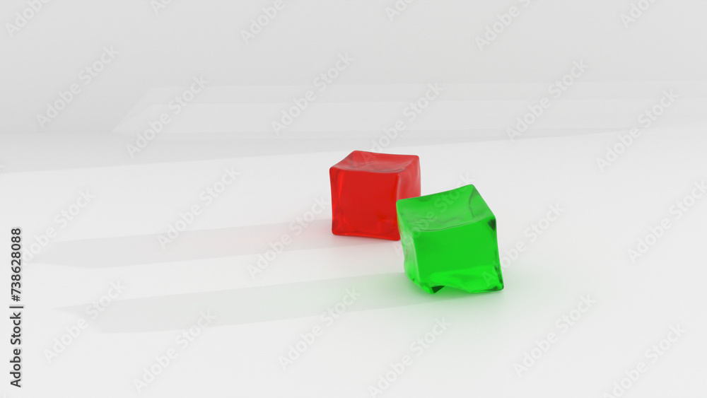 Two jelly cubes on a white background Two jelly cubes on a white background