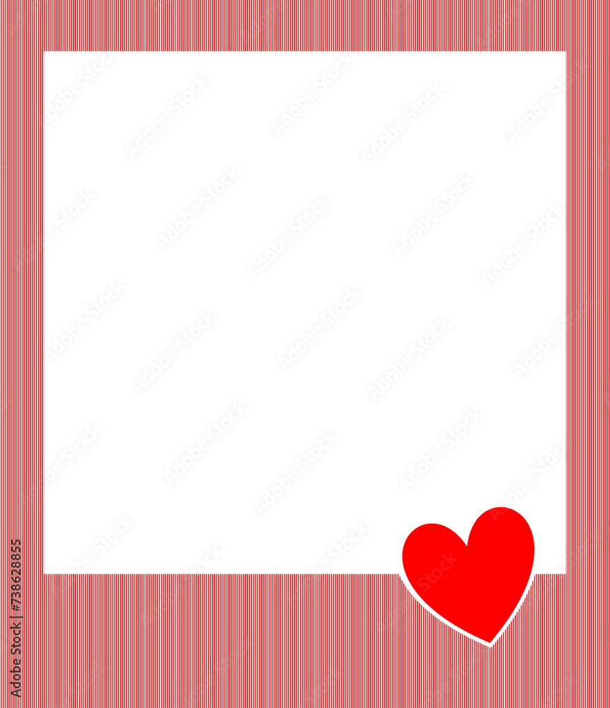 Red Love Photo Frame With vertical stripes Pattern 5