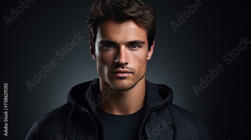 Portrait od handsome man in studio on dark background