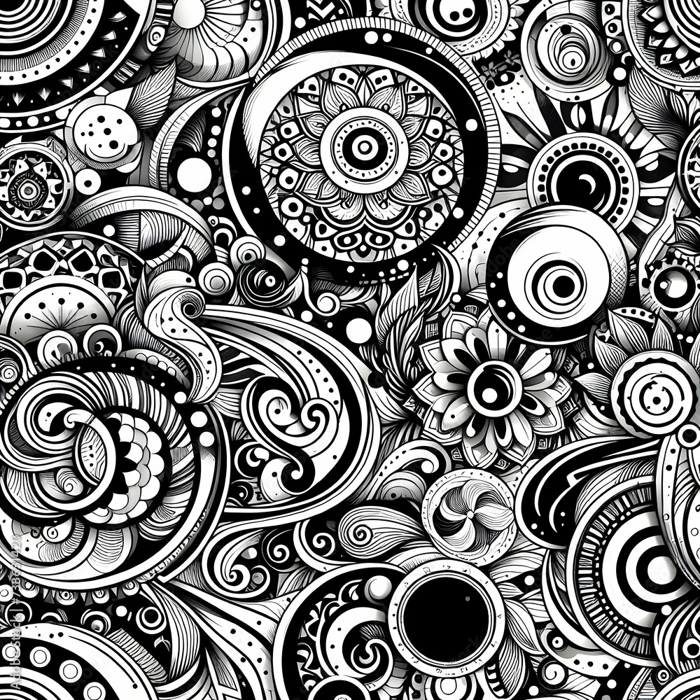 black and white seamless pattern vector wallpaper ornament design floral illustration texture paisley black ,Ai generated black and white seamless pattern vector wallpaper ornament design floral illustration texture paisley black ,Ai generated