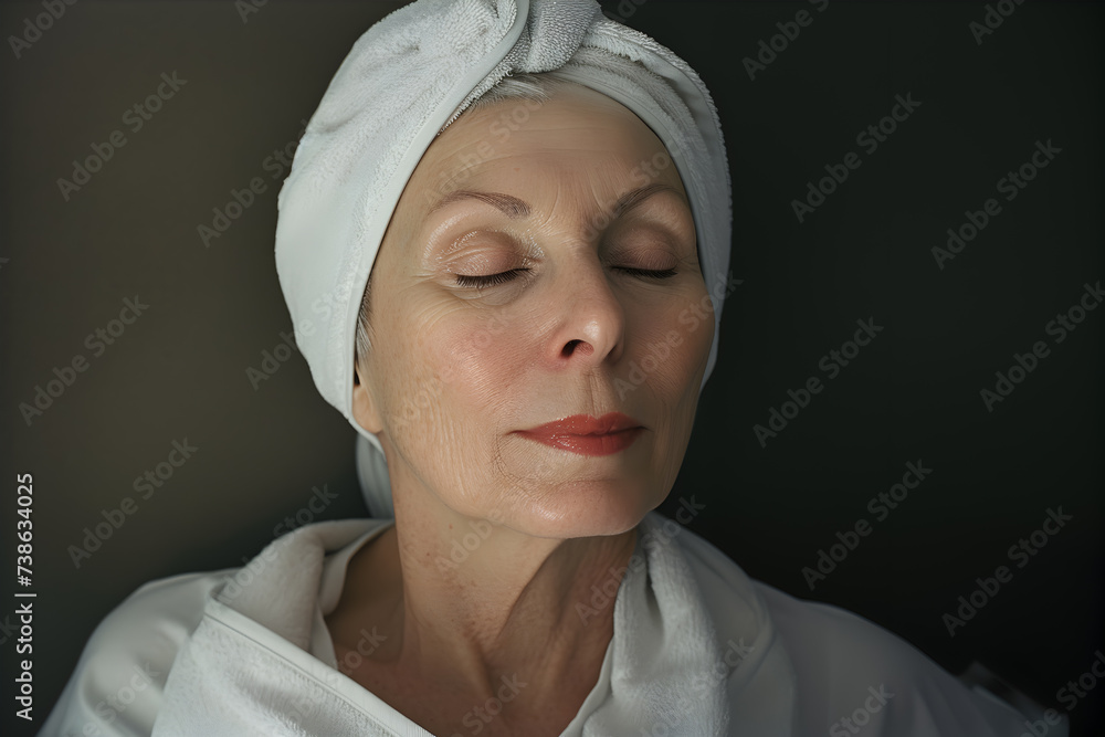 Closeup of senior woman having a face massage Closeup of senior woman having a face massage