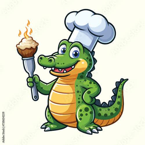 alligator cartoon cute character vector