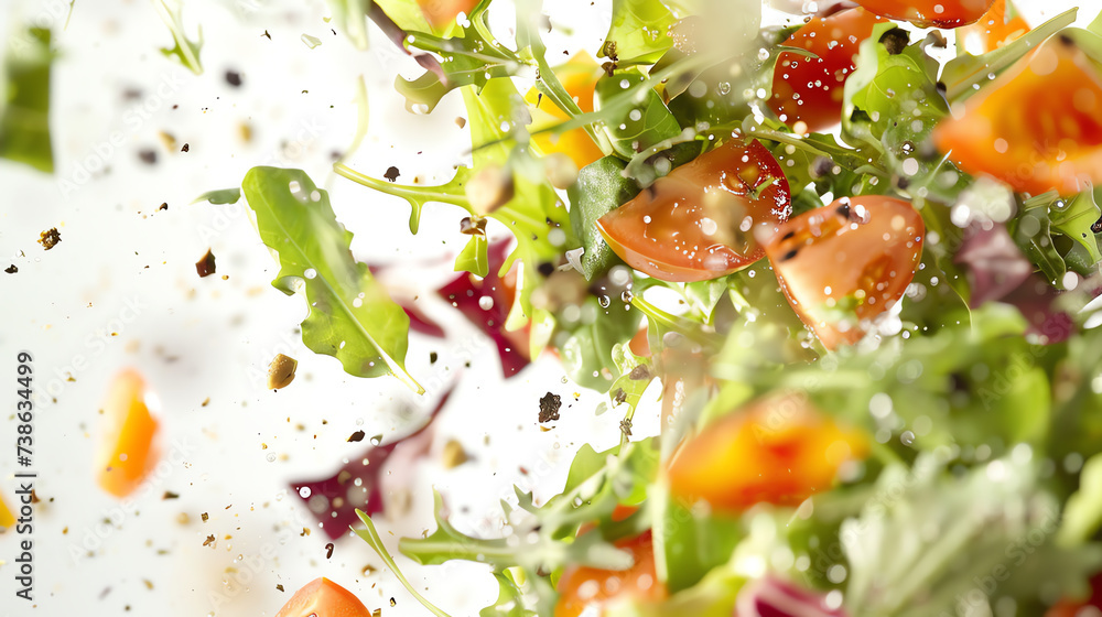 Vegetable salad with water drops, close up. Healthy food concept Vegetable salad with water drops, close up. Healthy food concept