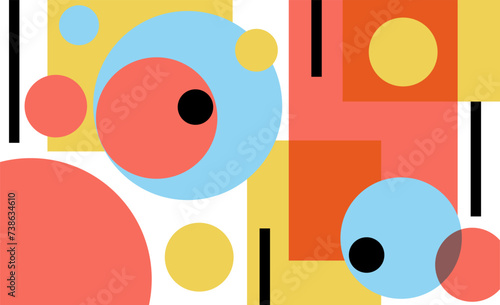 Colorful abstract geometric pattern artwork, retro colors and white background. - stock illustration