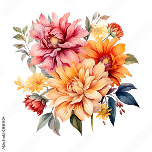 Watercolor vintage floral composition Flower Bouquet photo