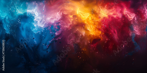 A colorful background with a blue background and a rainbow in the middle A colorful explosion in a dark background Ai Generative