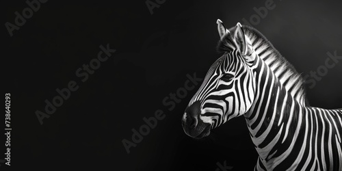 A black and white photo of a zebra. Suitable for wildlife photography or animal-themed designs