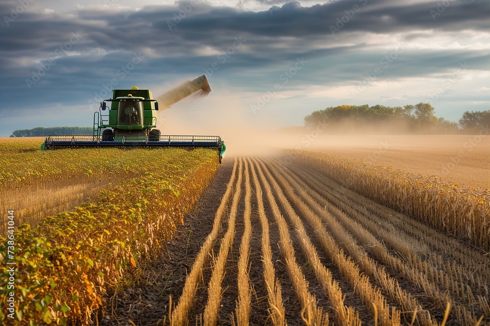 Obraz premium farmer harvesting soybean
