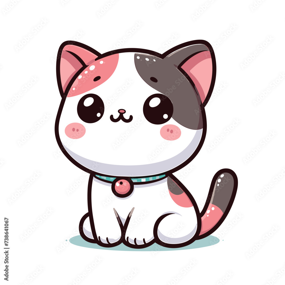 cute funny cat cartoon vector on white background
