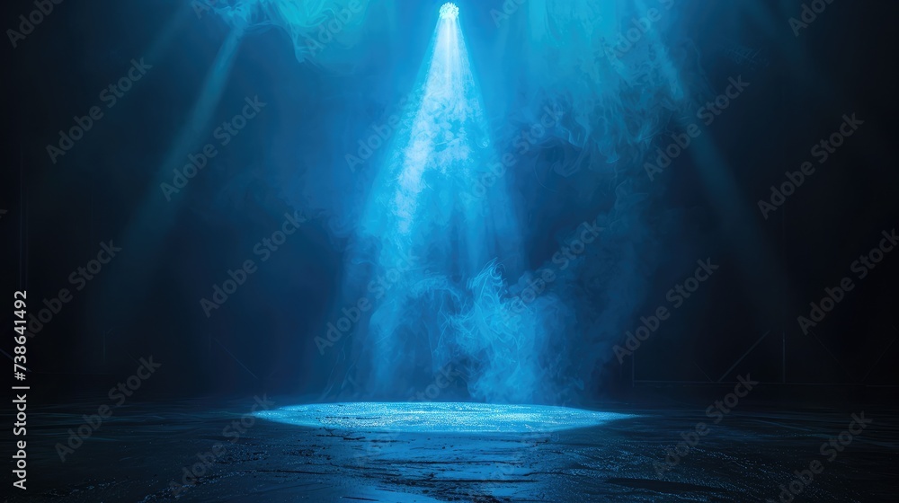Dark empty scene, blue neon searchlight light, wet asphalt, smoke, night view, rays. Empty black studio room. Dark background. Abstract dark empty studio room texture. Product showcase spotlight back Dark empty scene, blue neon searchlight light, wet asphalt, smoke, night view, rays. Empty black studio room. Dark background. Abstract dark empty studio room texture. Product showcase spotlight back