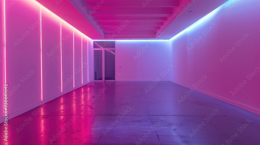 Empty room with abstract neon lighting Empty room with abstract neon lighting