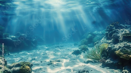 Underwater Scene - Tropical Seabed With Reef And Sunshine © buraratn