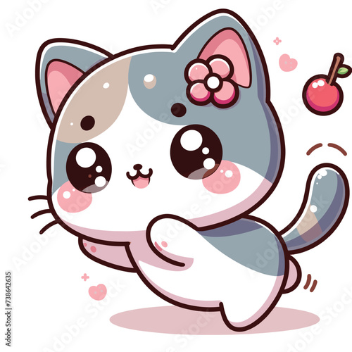 cute funny cat cartoon vector on white background 