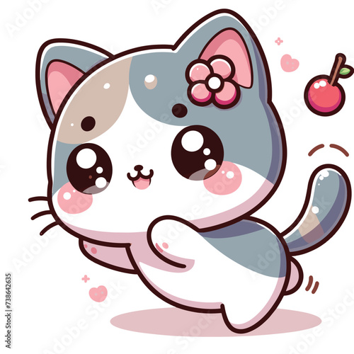 cute funny cat cartoon vector on white background
