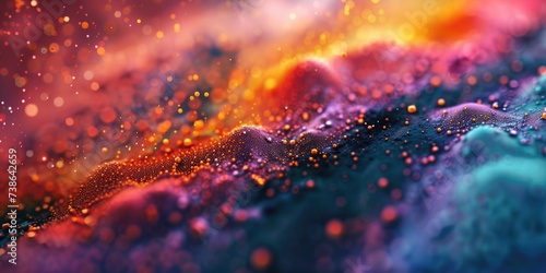 A close-up view of a vibrant and colorful liquid substance. This image can be used to depict various concepts related to chemistry, science experiments, artistic creativity, or abstract backgrounds