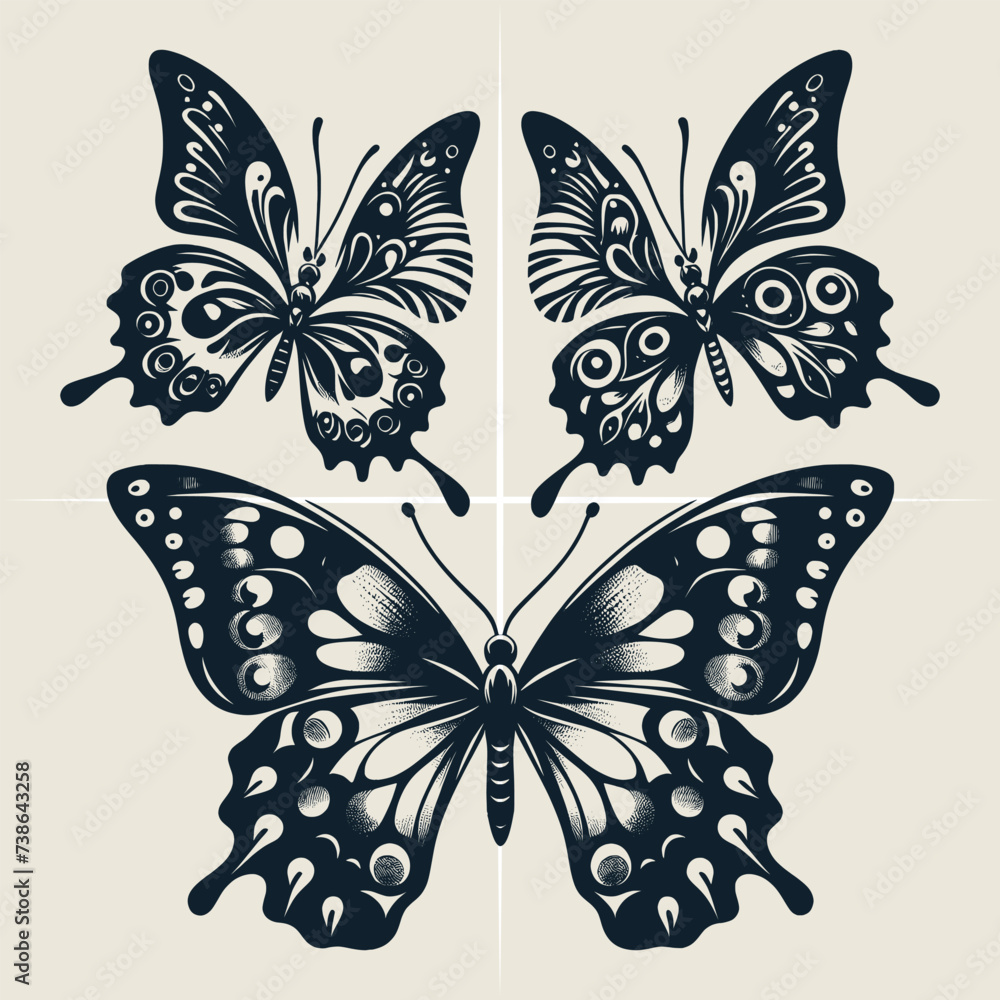 Fototapeta premium Butterfly SVG Bundle, Butterfly vector silhouette bundle file