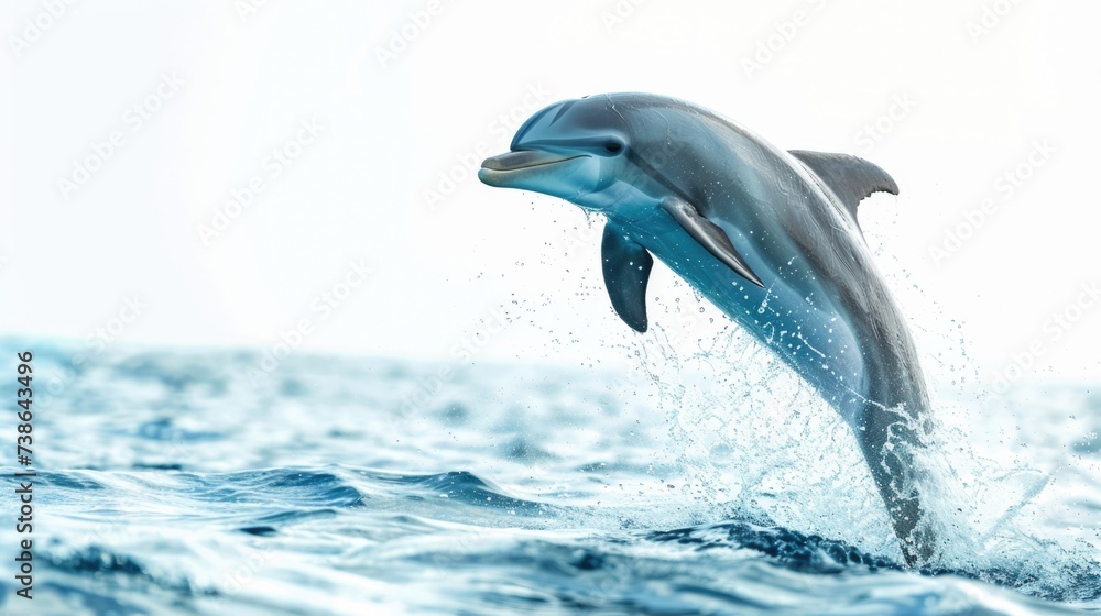 Naklejka premium A dolphin leaps out of the water. Great for nature and wildlife enthusiasts