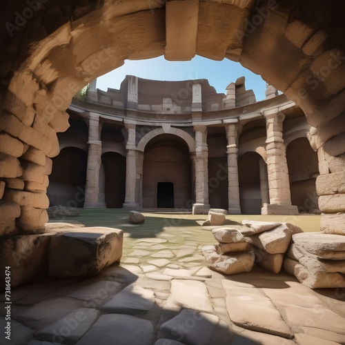 An ancient coliseum with weathered stones and a sense of grandeur, hinting at gladiatorial battles of the past1